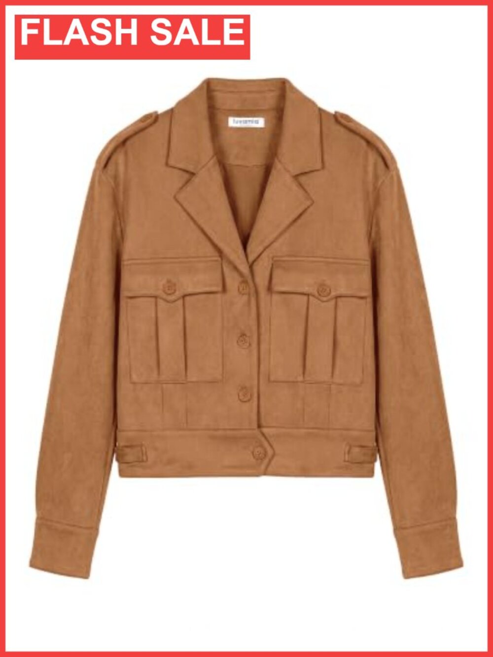 Faux Suede Cropped Button Down Jacket Long Sleeve Casual Coat